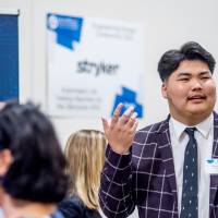 A student presents on his project